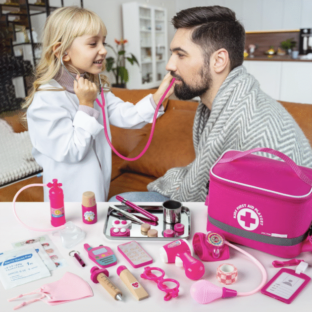 Doctor Kit for Kids Girls, 34 Pcs Kids Doctor Kit for Toddlers 3-5 with Medical Storage Bag & Real Stethoscope, Pretend Play Set for Boys Girls Fun Role Playing Game