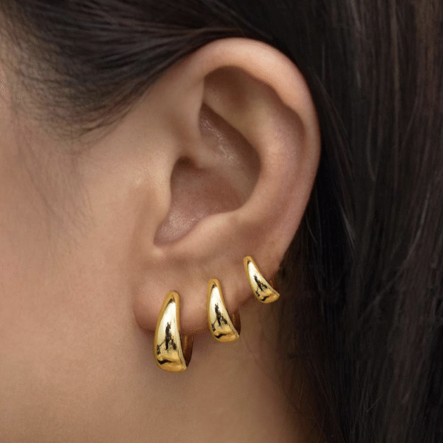 3Pairs Gold Hoop Earrings Set for Women Trendy Chunky Huggie Dainty Earring Jewelry for Women Teens