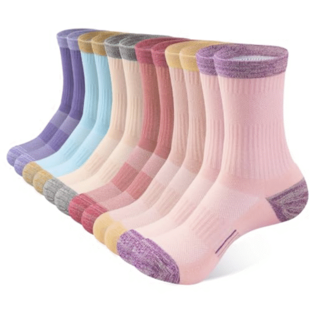 BUDERMMY Crew Socks for Women Hiking Athletic Running Walking Cushioned Compression Cotton Socks 6 Pairs