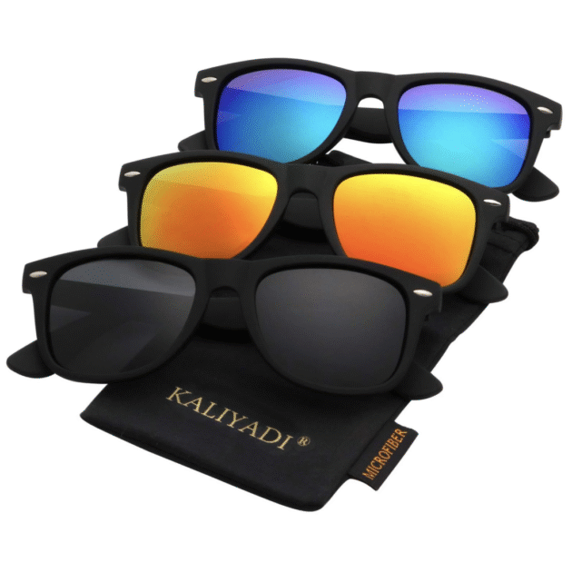 KALIYADI Polarized Sunglasses for Men and Women Matte Finish Sun glasses Color Mirror Lens UV Blocking (3 Pack)