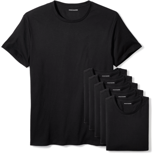 Amazon Essentials Men's Cotton Crew Neck Undershirts, Versatile Soft Basics, Pack of 6