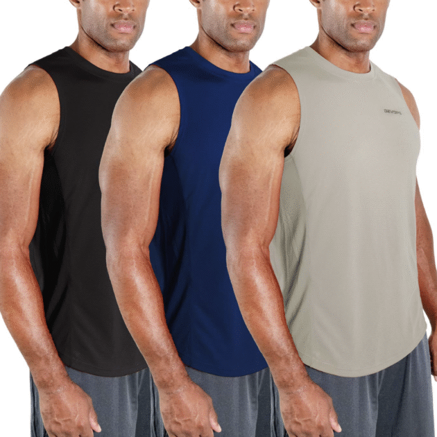 DEVOPS 3 Pack Sleeveless Men's Muscle Shirts Dry Fit Tank Top
