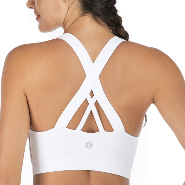RUNNING GIRL Sports Bra for Women, Criss-Cross Back Padded Strappy Sports Bras Medium Support Yoga Bra with Removable Cups