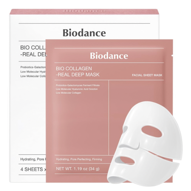 BIODANCE Bio-Collagen Real Deep Mask, Hydrating Overnight Hydrogel Mask, Pore Minimizing, Elasticity, Plumping Improvement, Korean Skincare, Stocking Stuffers for Teen Girls | 1.19oz(34g) x 4ea