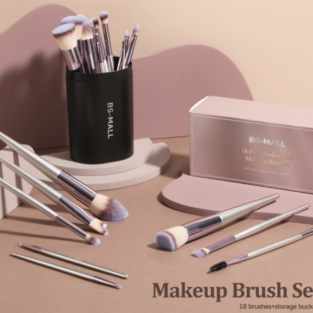 BS-MALL Makeup Brush Set 18 Pcs Premium Synthetic Foundation Powder Concealers Eye shadows Blush Makeup Brushes with black case