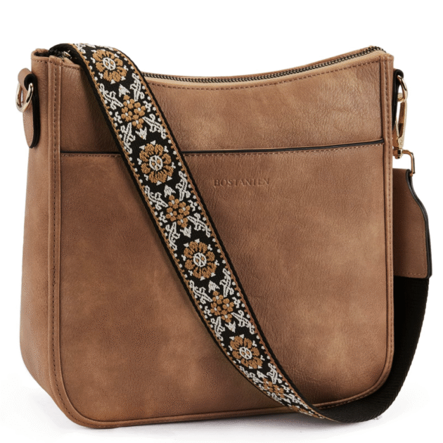 BOSTANTEN Crossbody Bags for Women Trendy Vegan Leather Hobo Purses Shoulder Handbags With Wide Shoulder Stra
